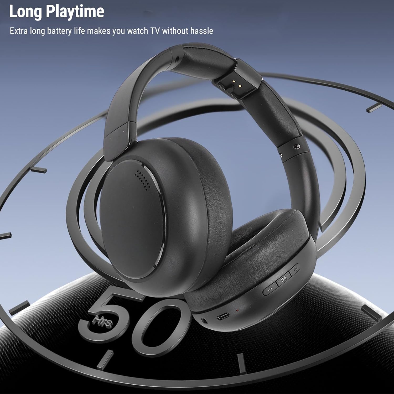 CCYLEZ Dual Wireless Headphones for TV & Seniors, 2.4G Low Latency System with Optical/AUX/Bluetooth, 40H Battery for Night Watching, for Hearing Impaired & Couples