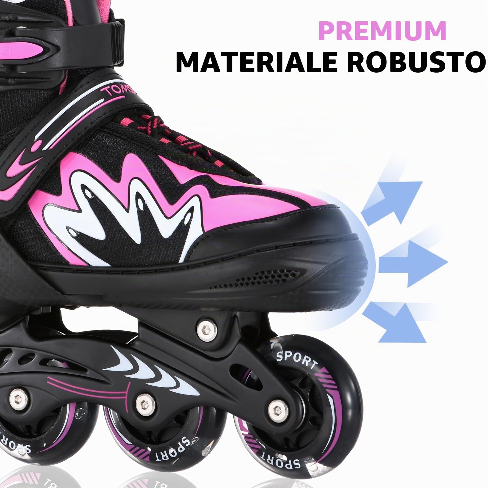 TOMSHOO Pattini a Rotelle con Ruote LED Regolabili per Bambini