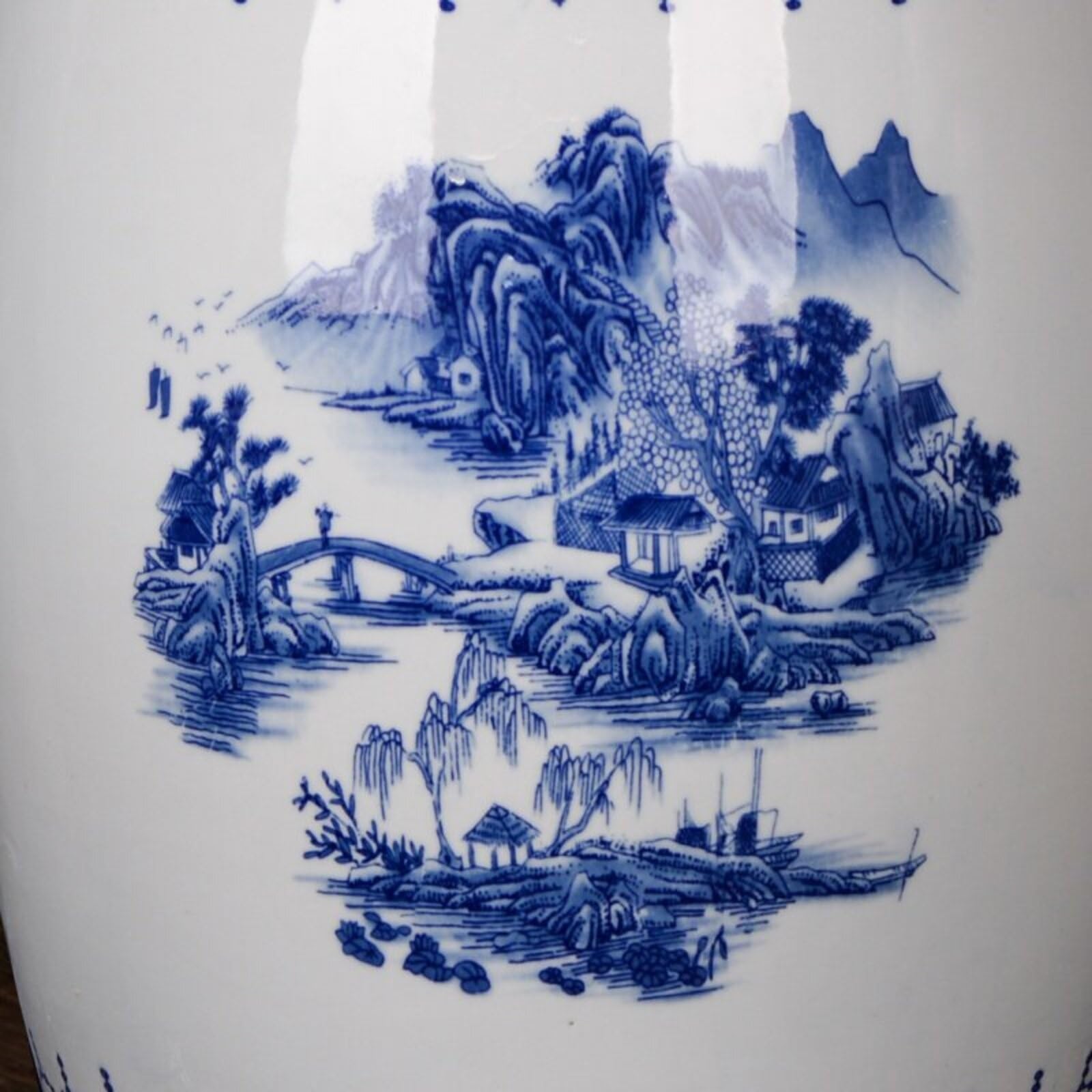 Porcelana Azul Y Blanca Tarro De Arroz De Cerámica Cubo De Arroz Hermético Con Tapa Dispensador De Granos De Arcilla De Caolín Regalo De Inauguración(D,15kg)
