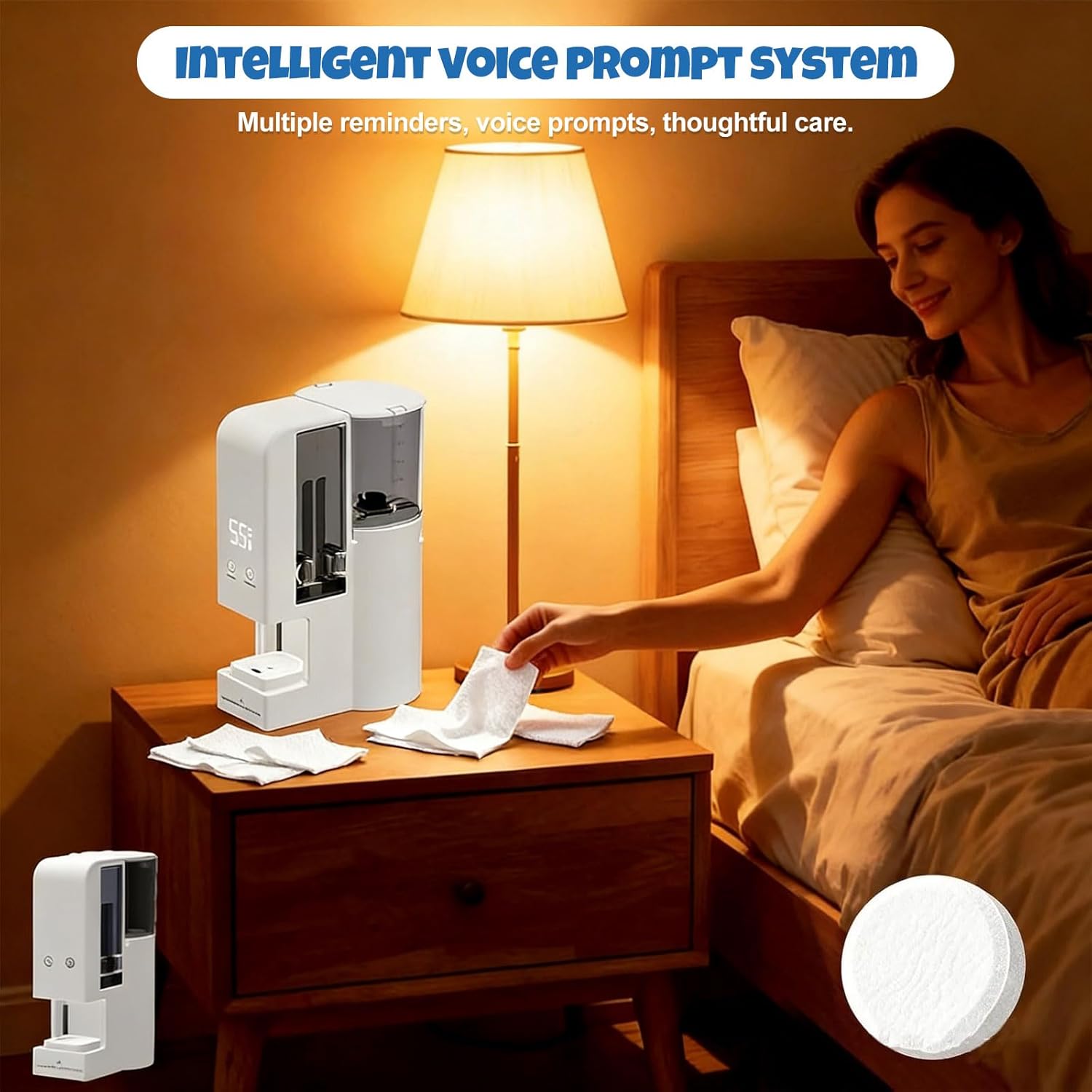 Hot Face Towel Heater Machine, Automatic Hot Towel Dispenser, Heats Up in 5 Seconds,131°F Adjustable Constant Temperature, Smart Voice Alerts, Towel Warmer (Machine+5 Barrel(100pcs) Towel)