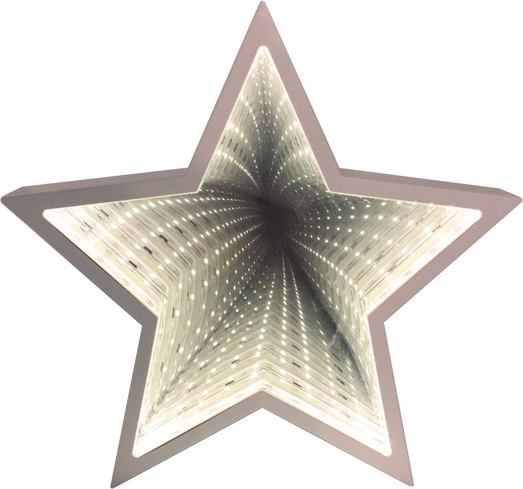 Dream Lights Star Infinity Light - 3D Tunnel Mirror Lamp - Wall Hanging, Table Top, Party Decoration Lighting - LED Sensory Nightlight - Ideal for Children Bedroom, Nursery - White