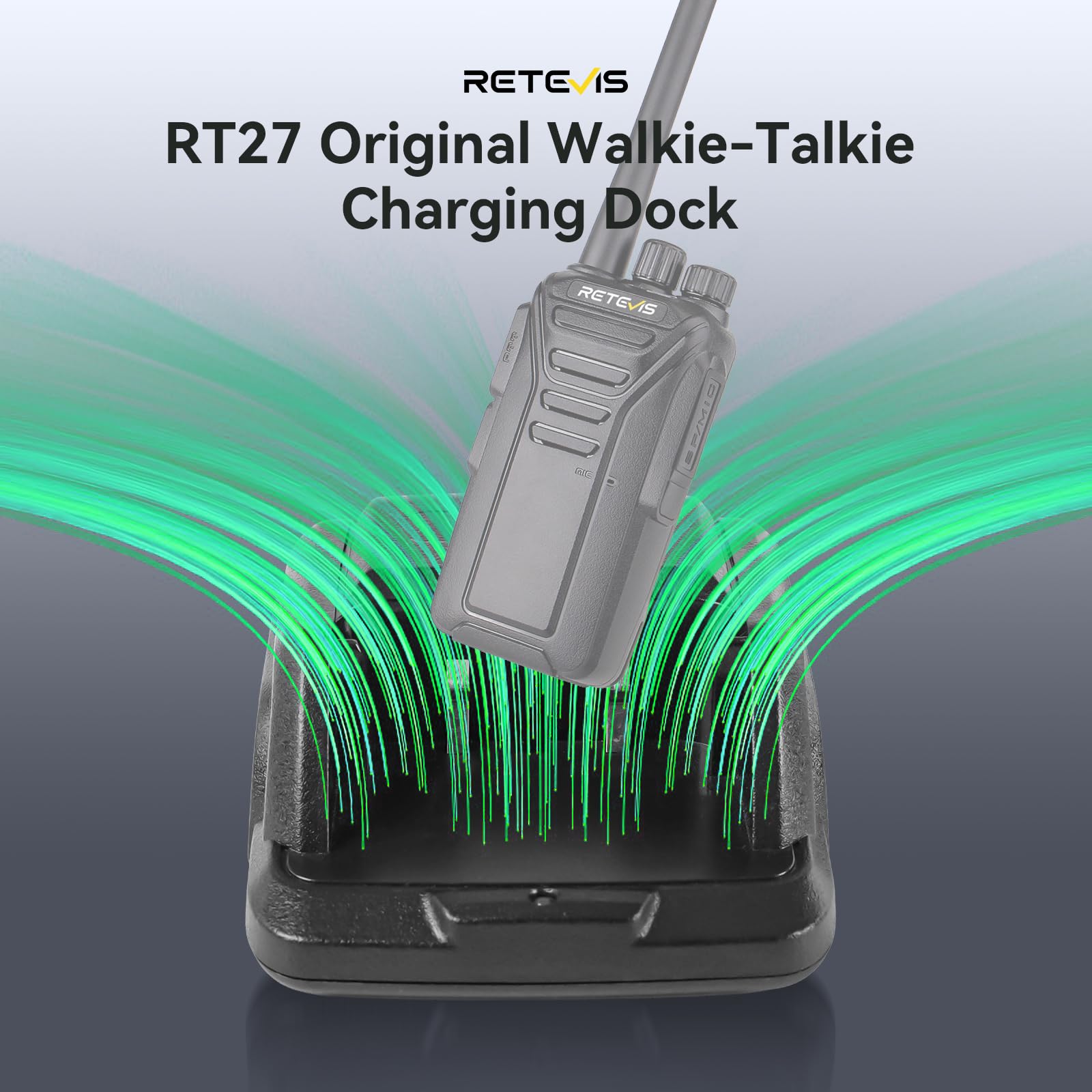 Retevis RT27 Caricabatterie Base di Ricarica Originale con USB Compatibile, Nero