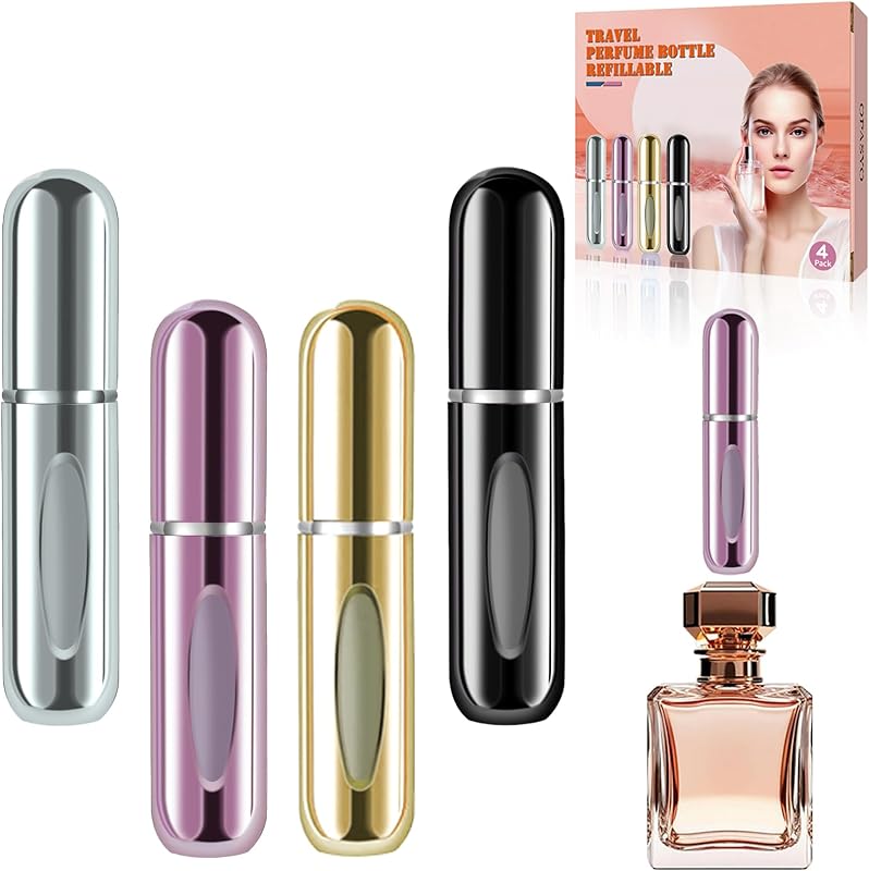 opasyo Atomizador de Perfume Recarregável com Enchimento Inferior, 5 mL, Pacote com 4