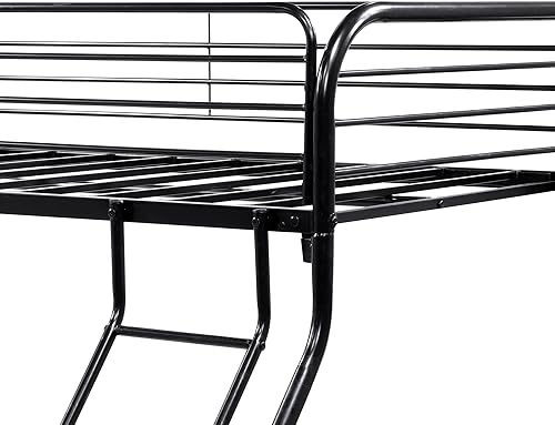 Miniatura 5 de EMKK Litera de metal con marco de metal y escalera para niños, adolescentes y adultos, diseño que ahorra espacio, color negro