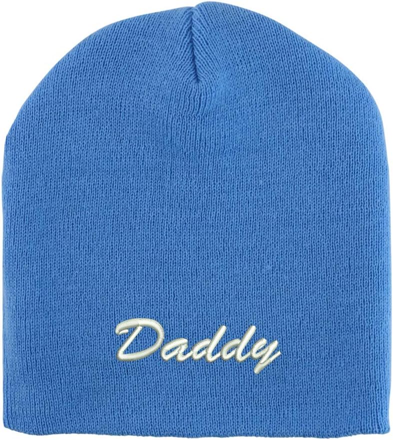 Trendy Apparel Shop Daddy Script Font Embroidered Made in USA Short Acrylic Knit Winter Beanie Hat