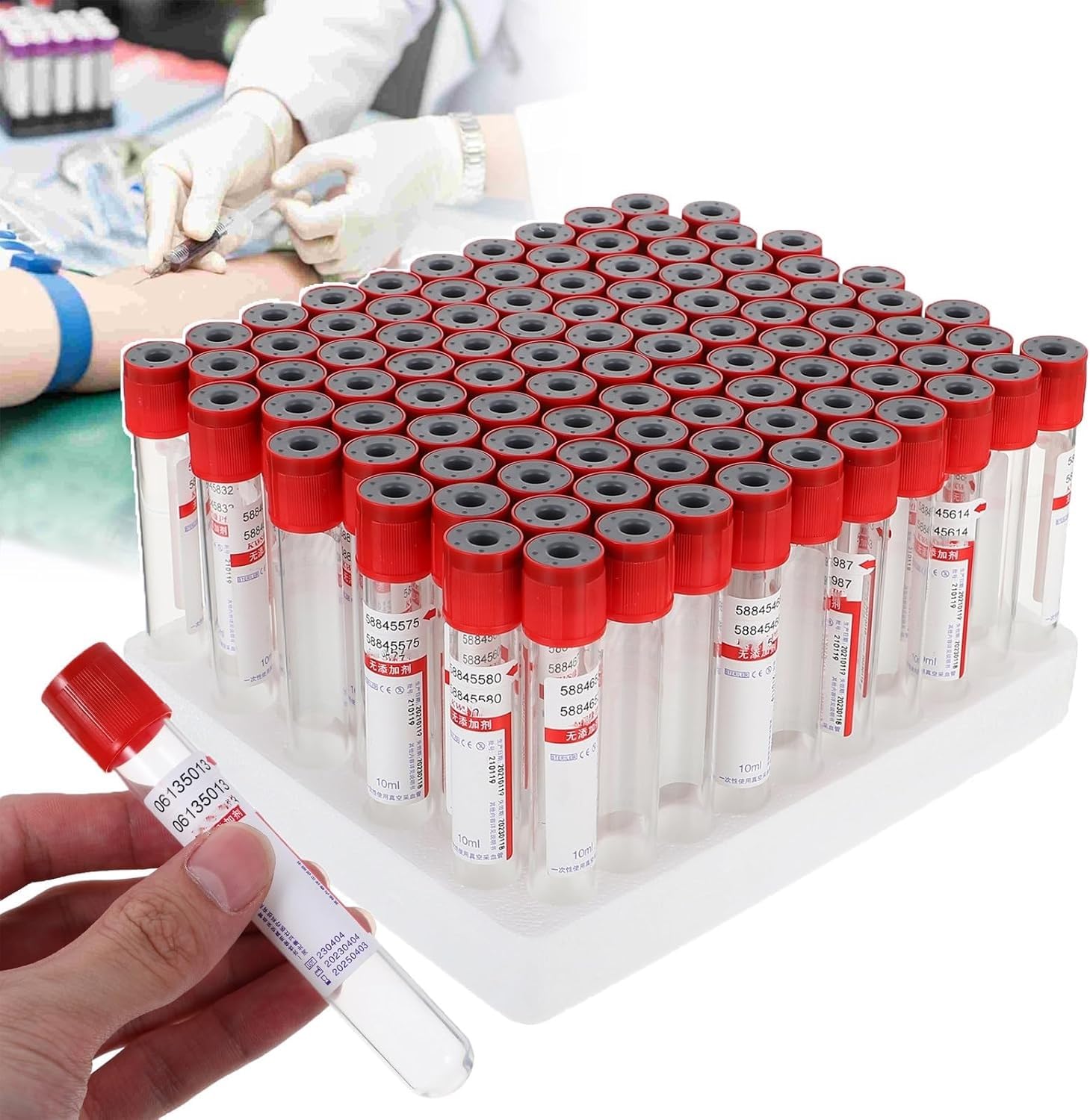 Tubos de recogida de sangre veterinaria, tubos de coagulación de 2 ml con sodio tamponado, paquete de 100 - Suministros esenciales para mascotas para análisis de sangre