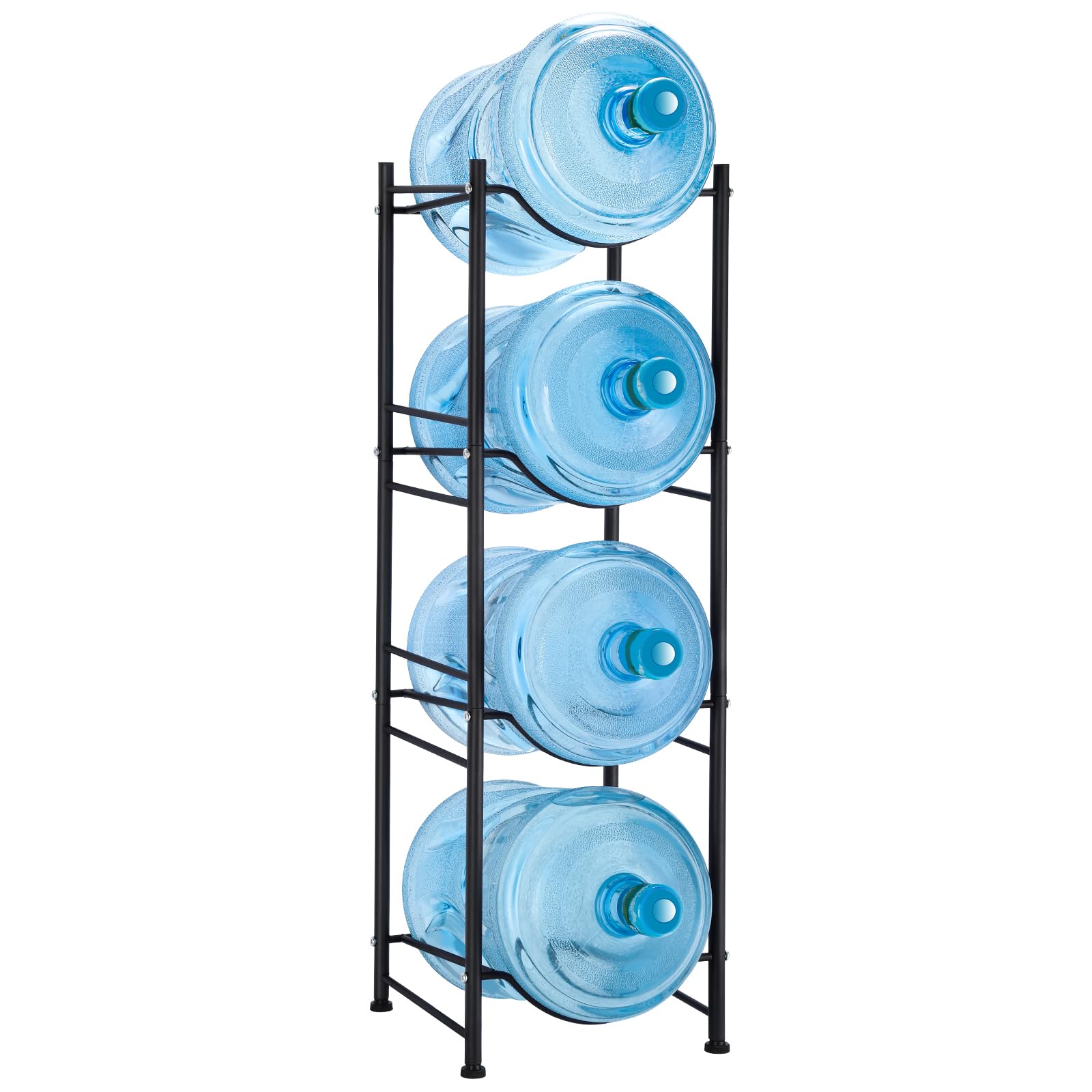 MOOACE 4-Tier Water Jug Rack, 5 Gallon Detachable Water Bottle Holder Organizer Storage Rack, Black