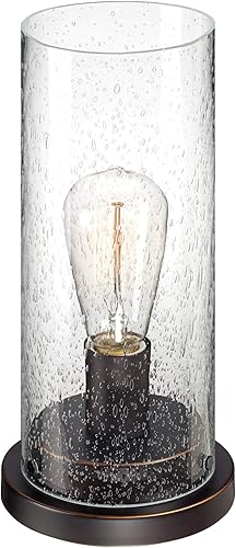 Miniatura 3 de Libby - Juego de 2 lámparas de mesa industriales con acento rústico de 12 pulgadas de alto, de metal de bronce, con pantalla cilíndrica, bombillas