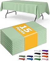 Vista 6 de Mantel de Mesa de Plástico Blanco Rectangular Paquete de 15, Mantel de 54''×108'' para Mesas de 6 pies, Mantel para Uso Desechable, Cubierta de Mesa