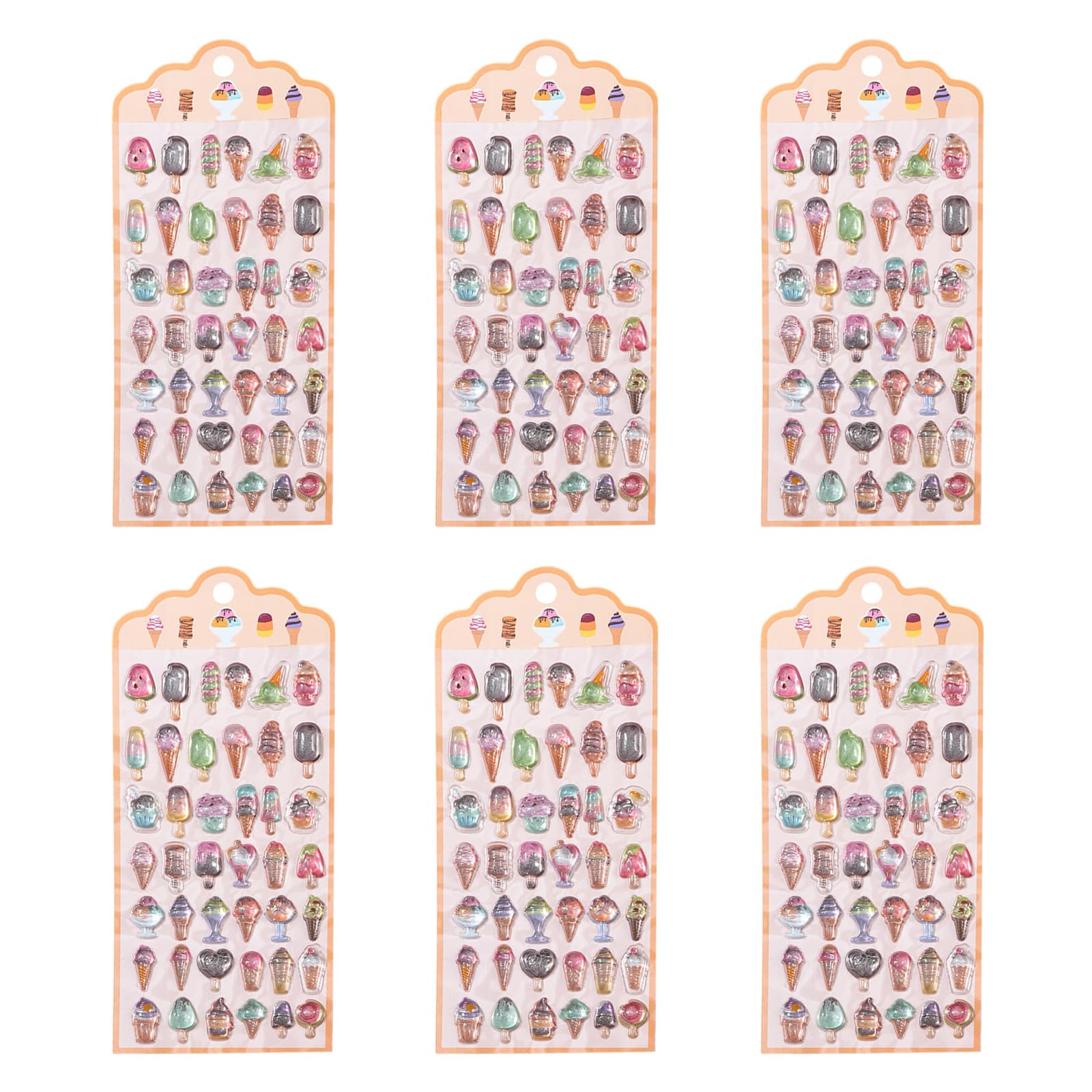 6Sheets Cartoon Sticker Embossed Decorative for Journal Notebook Laptop Phone Cover Scrapbooking Craft Project Childrens