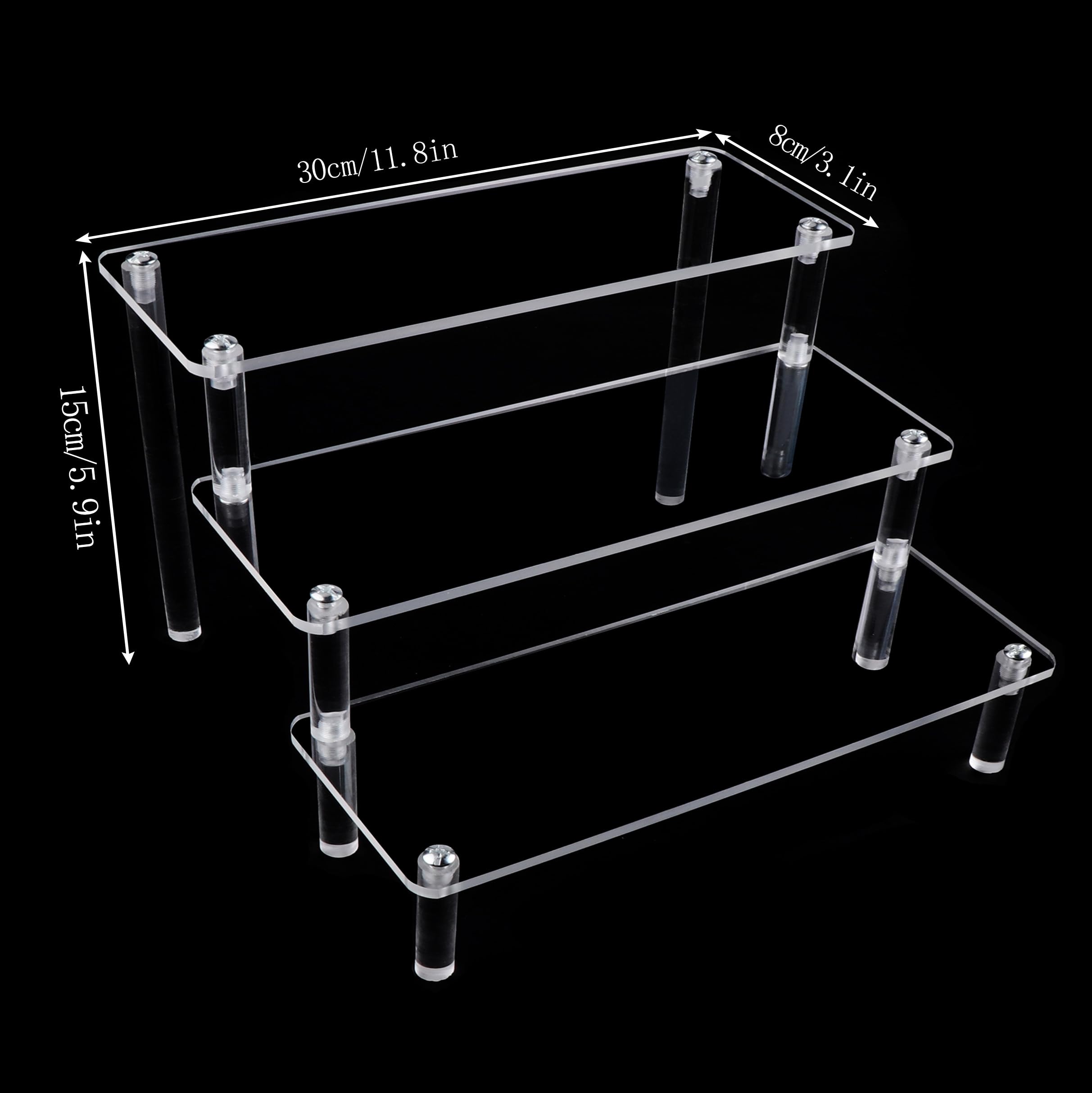 Espositore Acrilico Trasparente Alzate di Display Acrilico 3 Strati Alzata | per Cupcake per Torte Trucco Profumi Oggetti da Collezione Rossetto, Unghie, Condimento(30*20*15 CM)