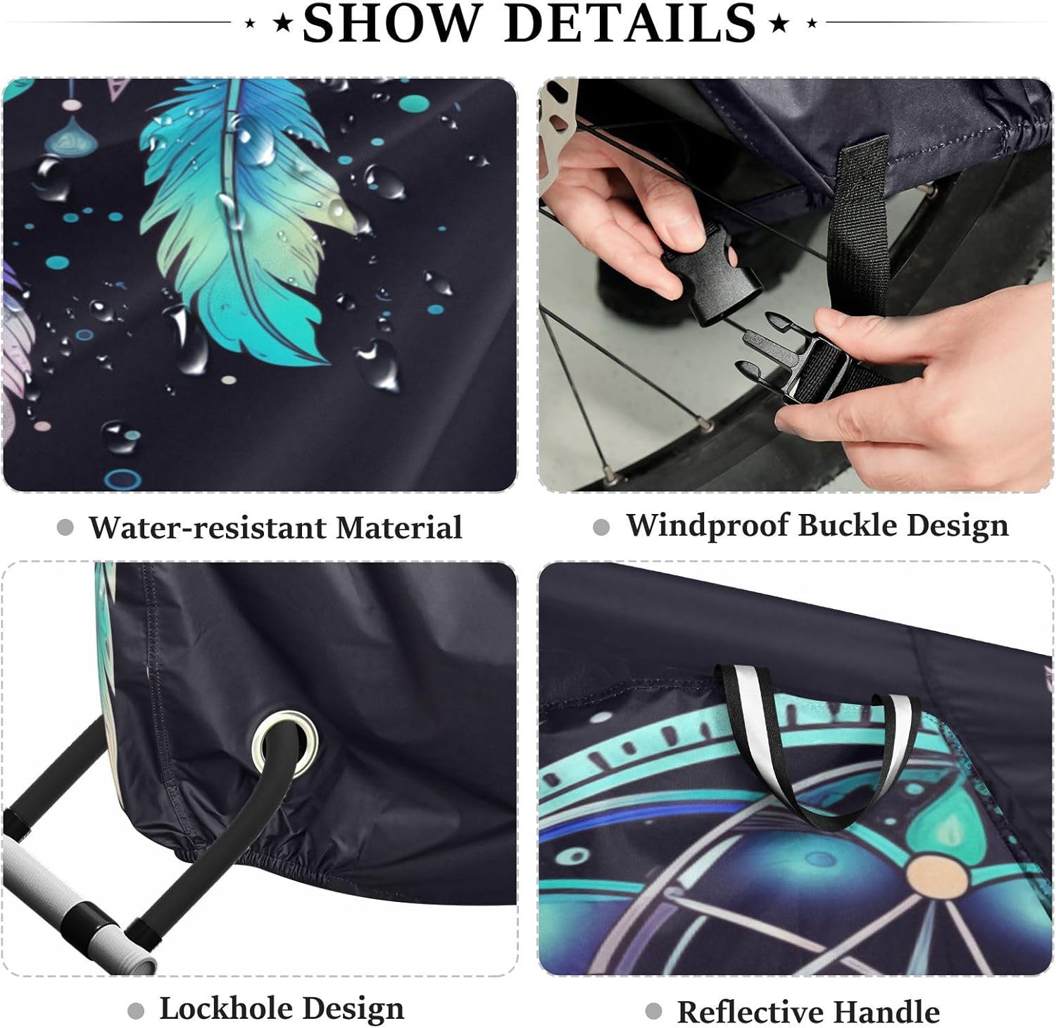 ALAZA Laser Dreamcatcher Rainbow Bohemian Bike Cover Waterproof Outdoor Ebike Bicycle Covers Tarp Protection for 1/2 Bikes, Sun UV Dust Wind Proof