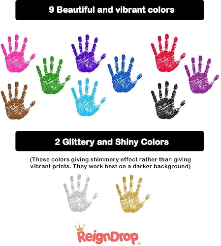 Miniatura 7 de ReignDrop Almohadilla de tinta para huella de bebé y huella de mano - Crea sellos de recuerdo impresionantes y duraderos para bebés y niños. A