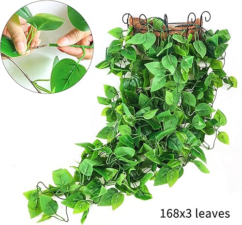 Miniatura 4 de Ageomet 3pcs Artificial Hanging Plants, 3.6ft Fake Ivy Vine for Wall House Room Indoor Outdoor Decoration (No Baskets)
