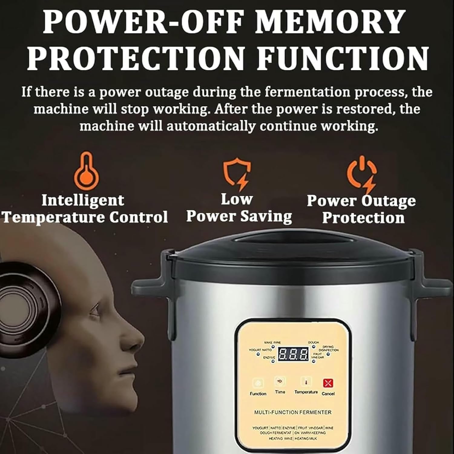 18L Automatic Stainless Steel Fermentation Machine, Commercial Yogurt Maker, Adjustable Temperature & Time Control, for Yoghurt, Greek Yoghurt, Natto