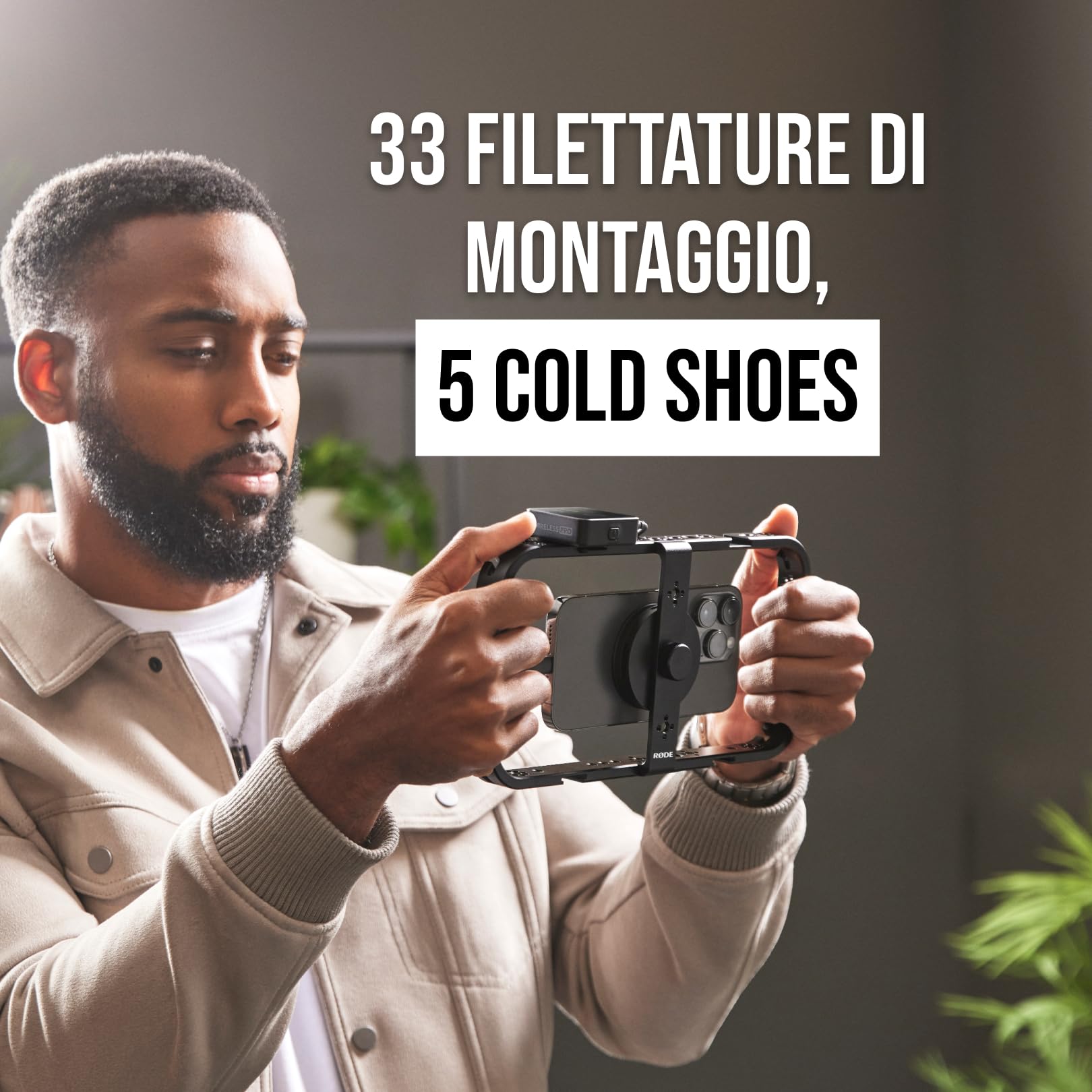 RØDE Phone Cage Gabbia Magnetica per Filmmaking Mobile, Per Creazione di Contenuti Smartphone, Cinque Cold Shoe, Gestione Cavi