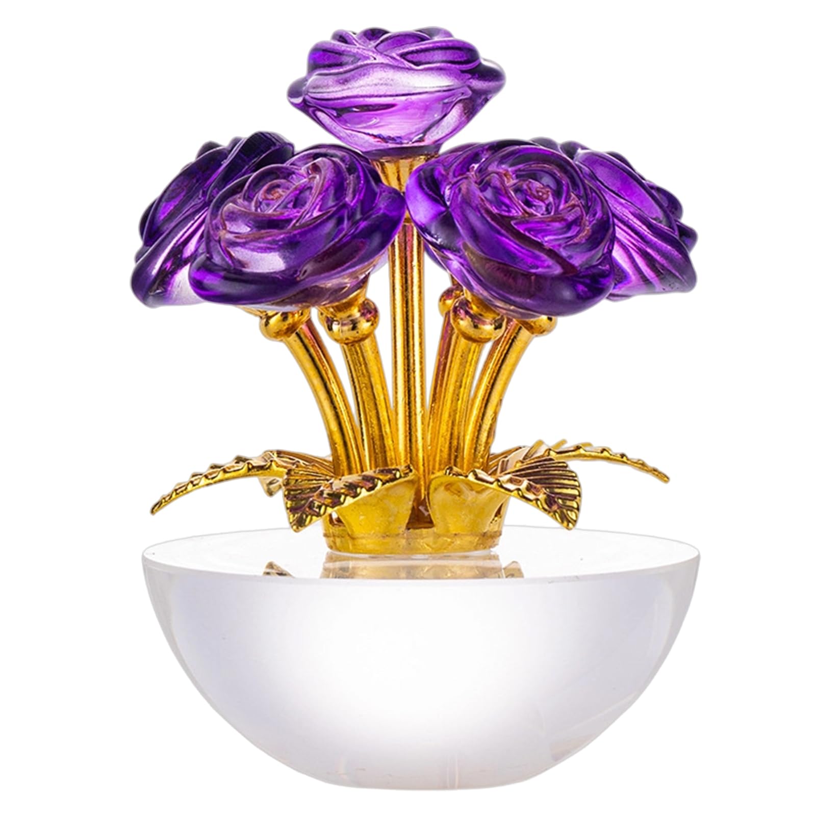 NRVTRE Beautiful Clear Glass Rose Display Piece Artistic Crystal Bouquet Adds Elegant Charm to Any Interior Space Artistic Crystal Bouquet