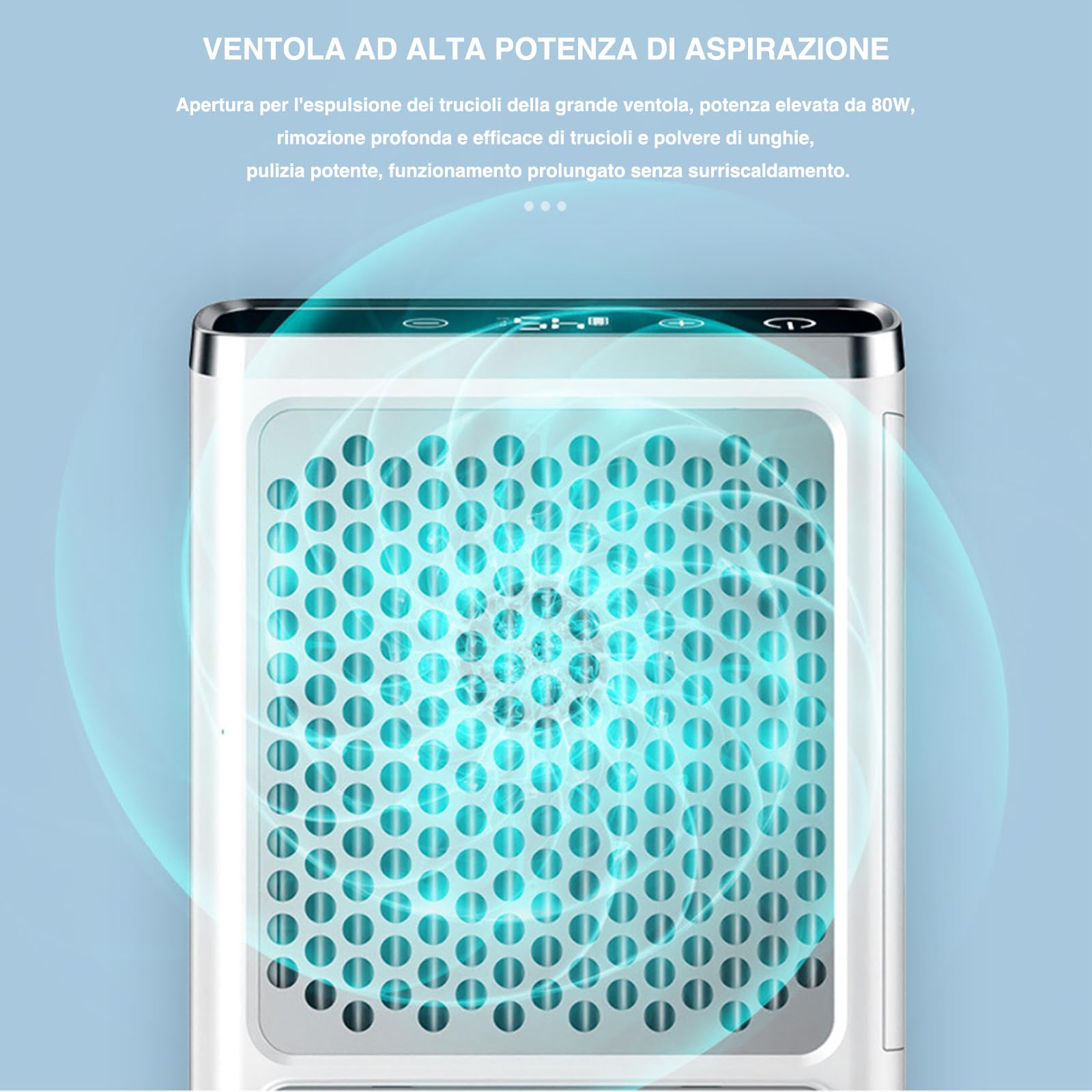 VOLTIX Aspiratore Unghie Professionale 80W, Velocità Regolabile fino a 4500RPM, LCD Touch Screen, Aspirapolvere per Unghie a Batteria, Macchina Aspiratore per Manicure e Pedicure