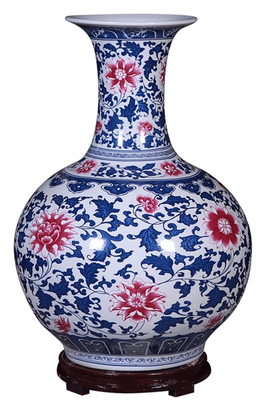 asdchZen Vase Flower Ceramic Vase Chinese Antique Blue And White Porcelain Flower Vase Arrangement 21.6 Inch Large Rough Pottery Decor