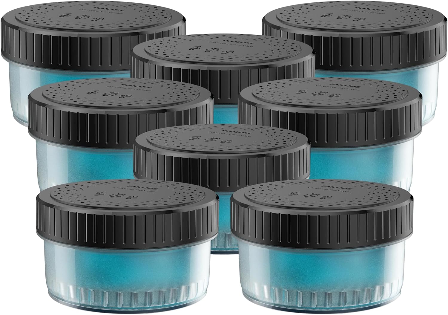 Norelco Philips Quick Clean Pod Cartridge, Lubricates Shaver and Eliminates Cut Hair, 8x 5.4 fl oz Cartridges, CC18/52