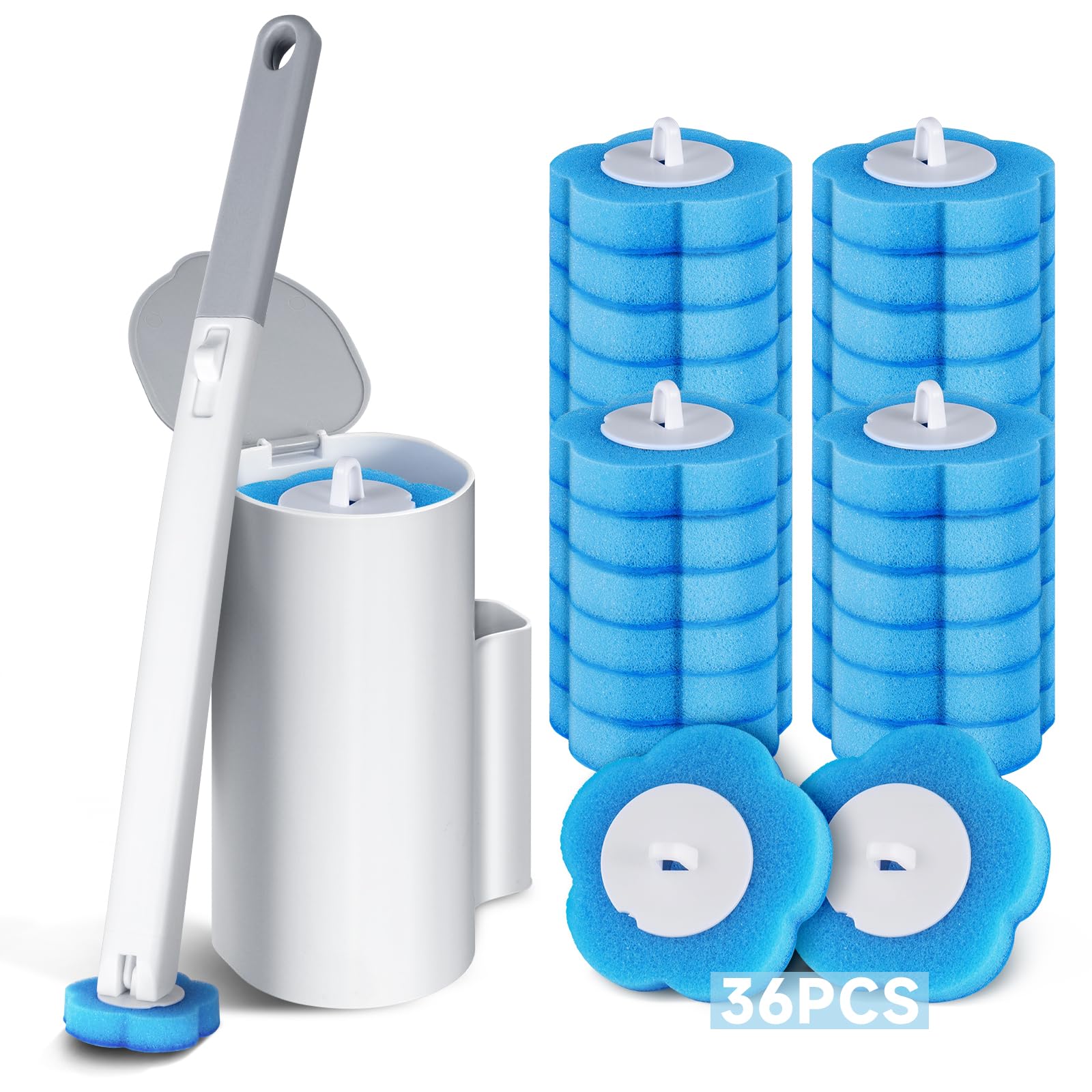 ANOMM Toilet Wand Kit with 36 Refills and Extended Handle, Wall Mounted Disposable Toilet Brush, Toilet Brush and Holder Set for Toilet Bowl Cleaning, Bathroom Cleaning — image 1