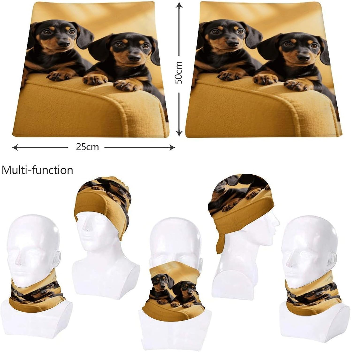 Sun UV Protection Neck Gaiter Upf 50+ Balaclava Ski Cute Two Dachshund Dog Face Mask Summer Face Cover Scarf Breathable Bandana for Fishing Hunting Kayaking Hiking Cycling Outdoor Activities