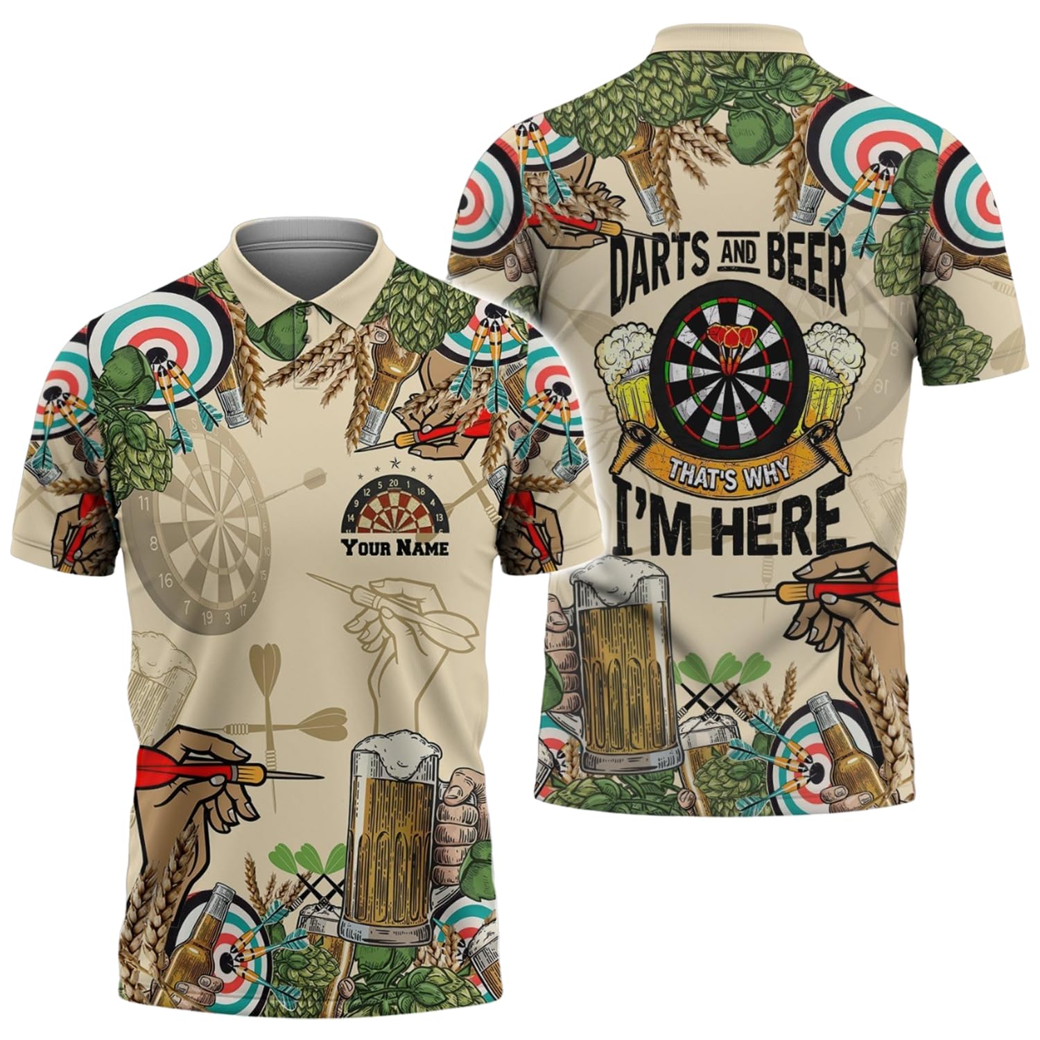 IZI PODPersonalized Darts 3D Polo Shirt, Polo Shirt for Men, Custom Name, Dart Jerseys for Teams, Gift for Birthday, Christmas