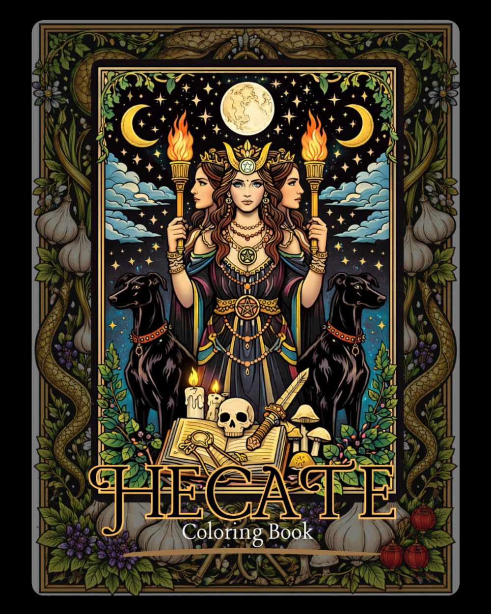 Hecate Coloring Book for Adults: Triple Moon Goddess of Magic, Shadow & Transformation
