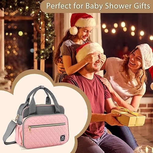 Miniatura 6 de Bolsa de pañales pequeña para cochecito de bebé, bolsa organizadora para baby shower, regalo para niñas, organizador de bebé todo en uno con