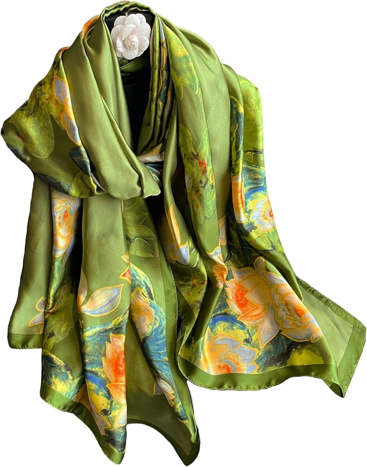 Lange Sjaals Wraps Vrouwen Strand Zonnebrandcrème Hijab Bloemenprint Zijden Sjaal Chiffon Hoofddoek Hals Sjaals 50x160cm – koop de beste producten in de online winkel