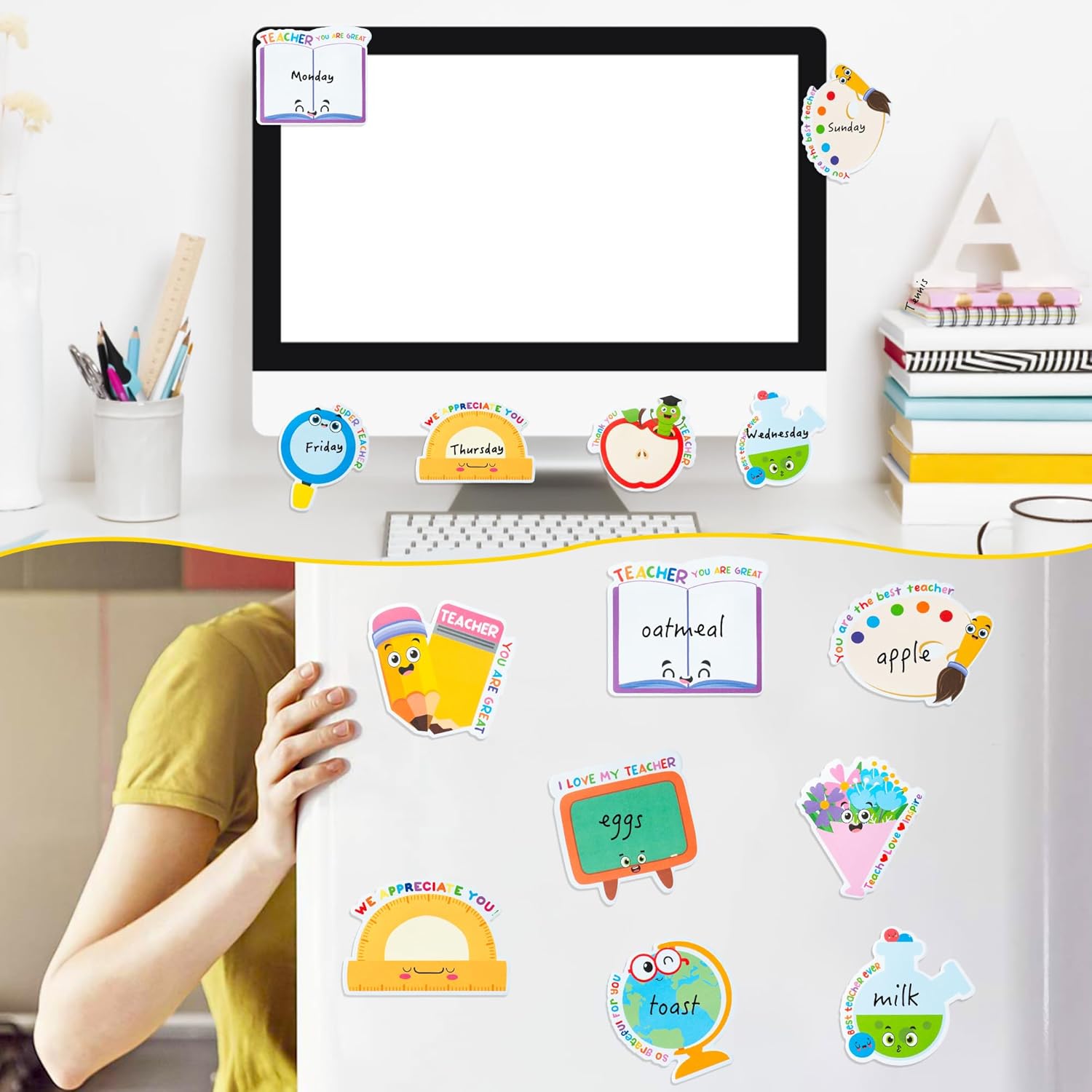 Xqumoi 30 Pack Teacher Sticky Notes - Notepads Book Pencil Ruler Shaped Set Self-Sticky Writing Memo Pads Page Marker for Appreciation Gift Back to School Office Supplies - Image 6