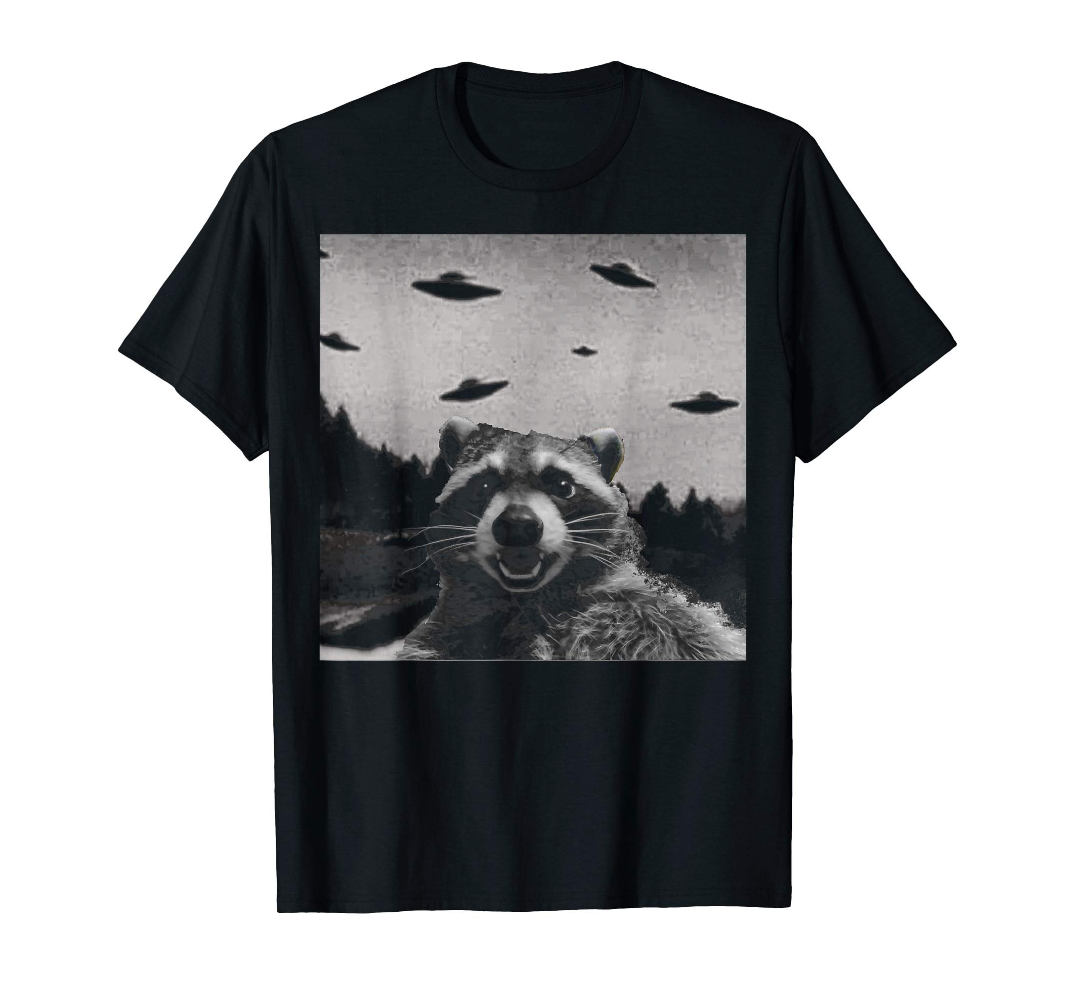 ThreadWeirdAlien UFO Funny Raccoon T-ShirtOEKO-TEX STANDARD 100