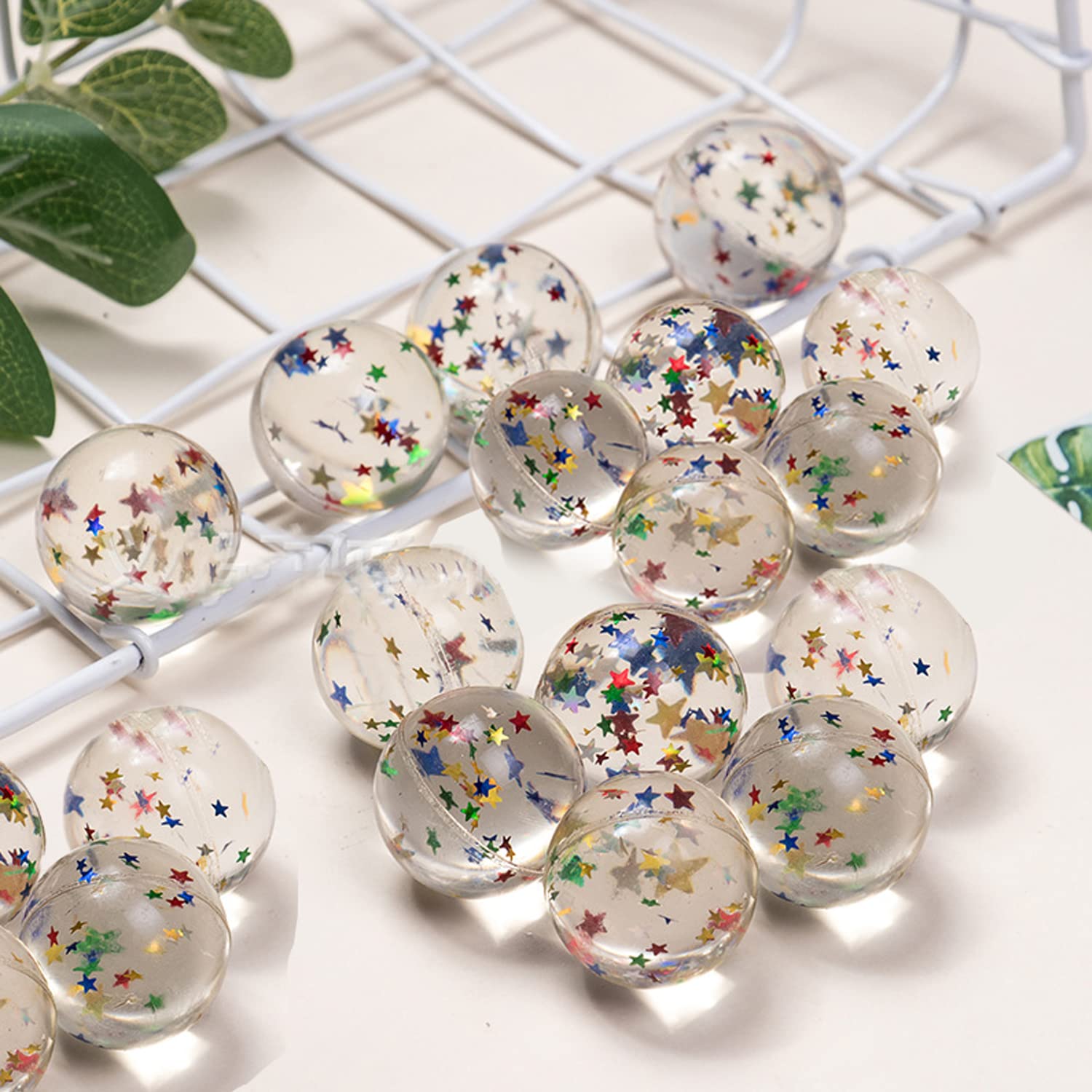 JZSBig Super Bouncy Balls Pentagram Transparent 32MM Balls for Kids in Bright Assorted Multi Colors for Birthday Party Favors and Carnival Prizes in Bulk (Pack of 25)