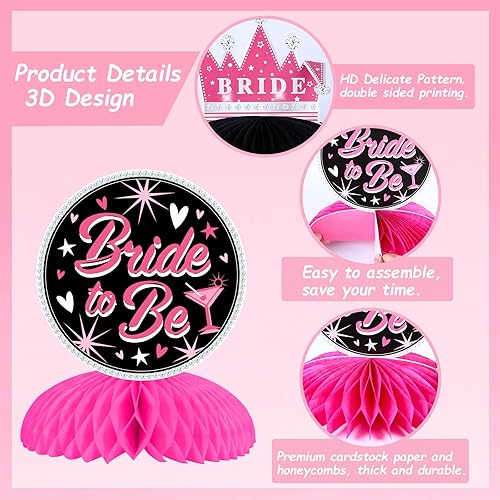 Miniatura 6 de Centros de mesa de nido de abeja para despedida de soltera, decoraciones divertidas de despedida de soltera de rosas negras para despedida de