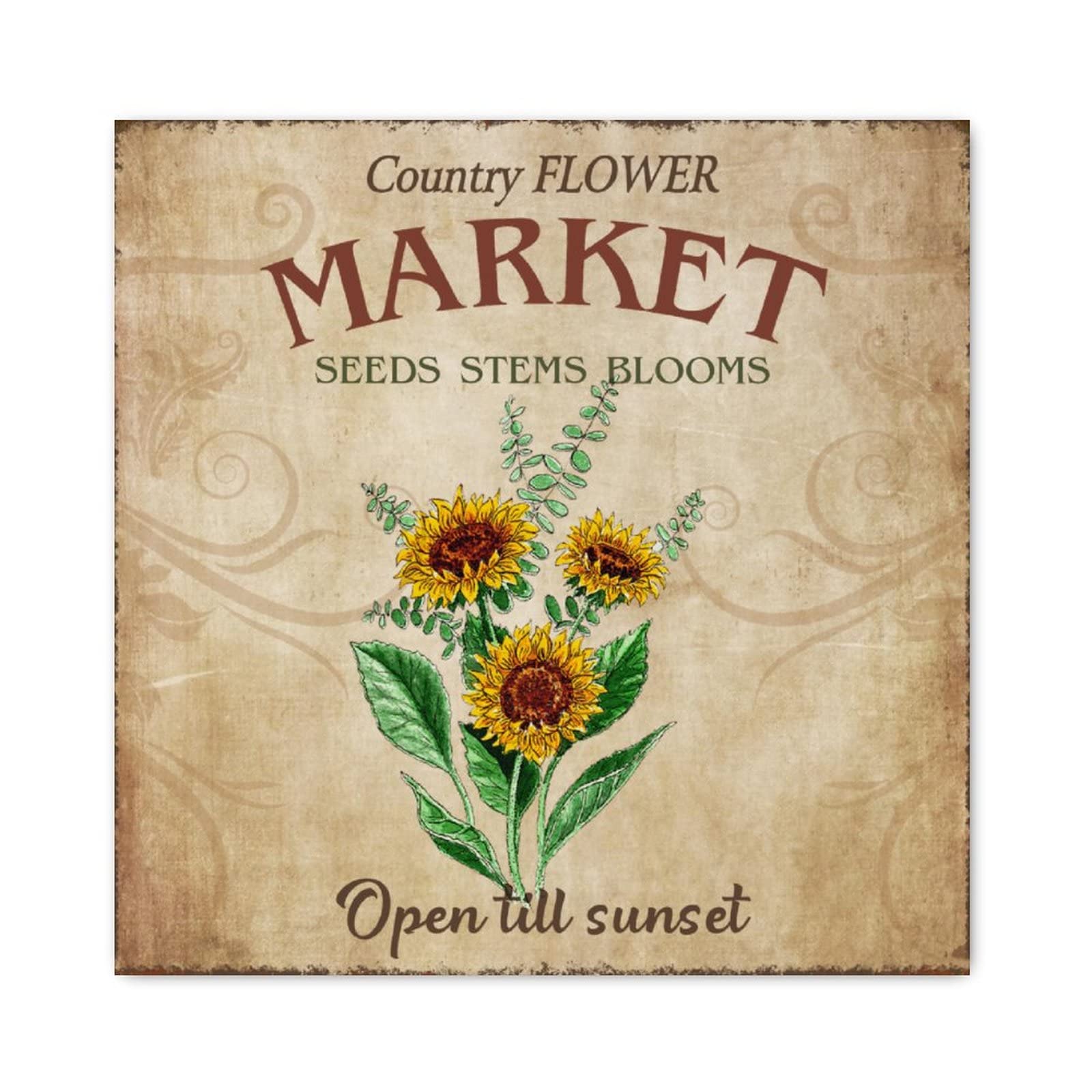 Plaques en bois décoratives de haute qualité motif tournesol au style country chic 40cm