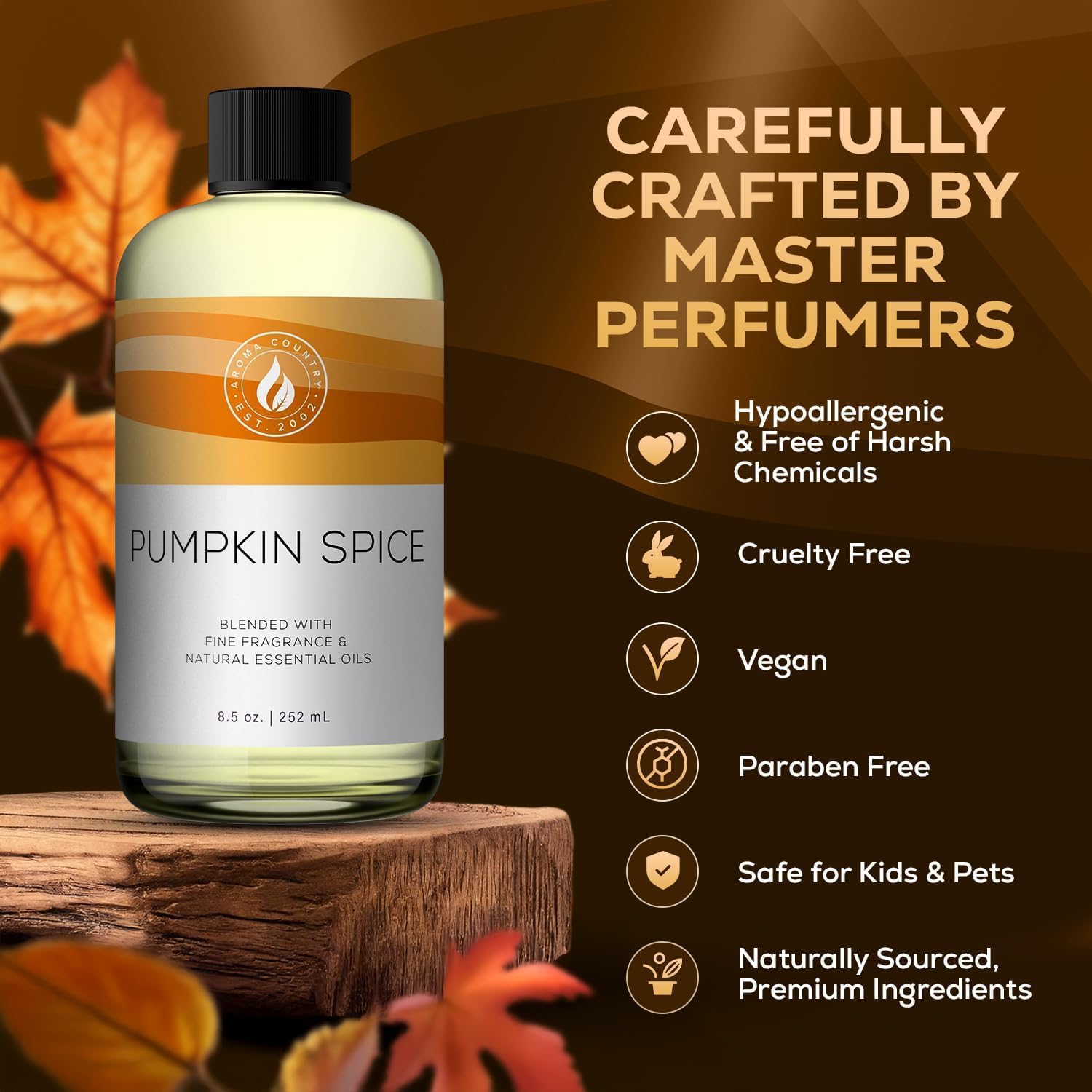Aroma Country Pumpkin Spice Diffuser Oil - Luxury Essential Oils for Diffuser Refill & Air Freshener Room Spray, Long-Lasting, Natural Home Fragrance for Diffusers & Machines (4 Fl Oz) - Image 7