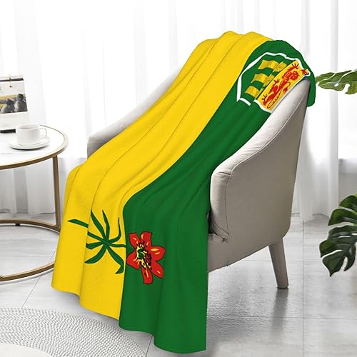 Miniatura 3 de EMEIISEO Bandera de Saskatchewan - Manta de franela de 32 x 48 pulgadas ligera y antibolitas adecuada para usar en camas y sofás