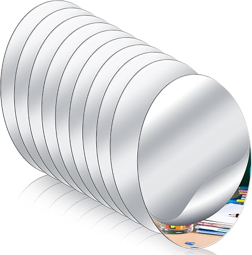 Dandat Espejo pequeño ovalado para manualidades de 4 x 6 pulgadas, espejo de plástico a prueba de roturas, espejo acrílico, película protectora de