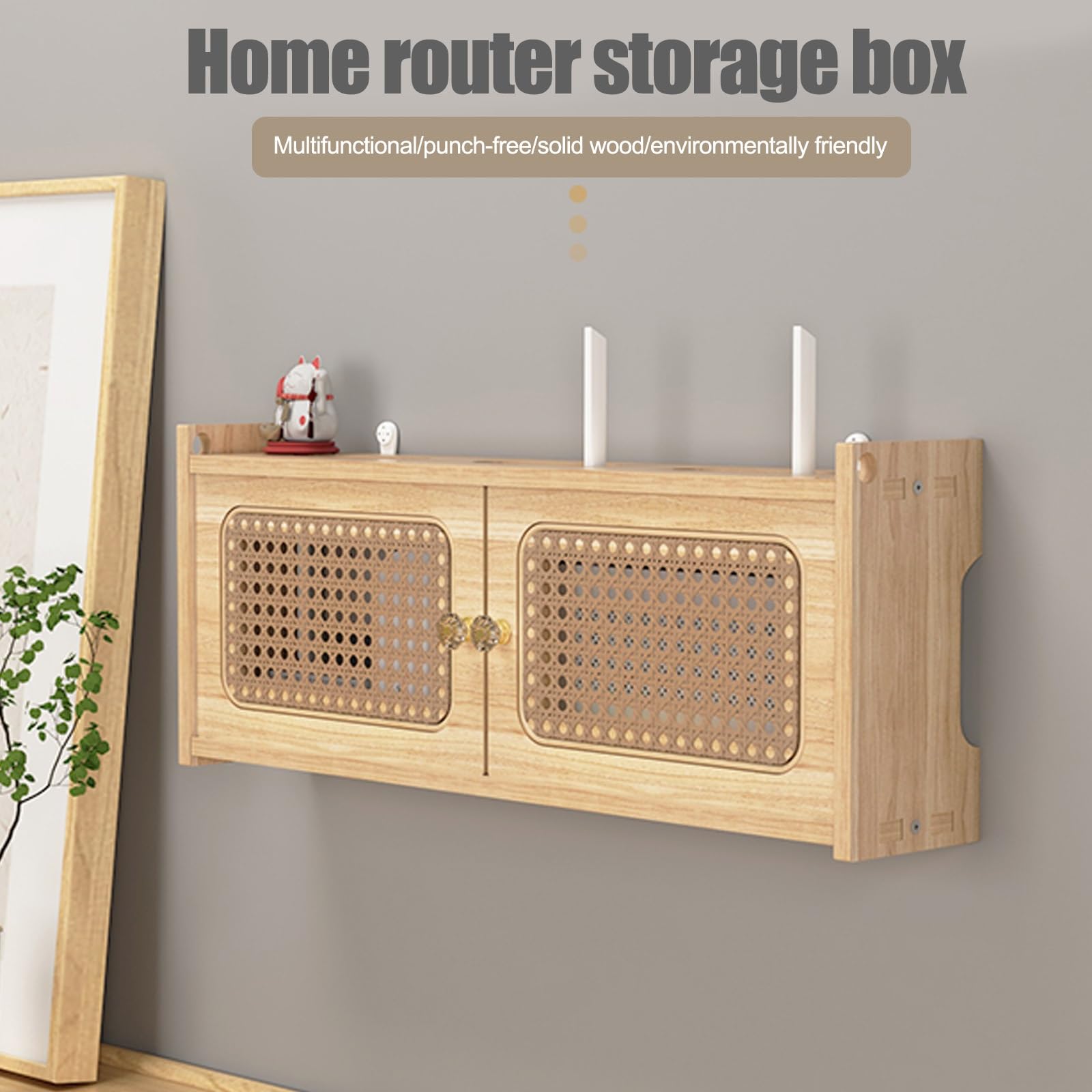 Boîtier mural pour routeur WiFi, armoire de rangement multimédia, multiprise et cache de gestion des câbles pour la maison et le bureau