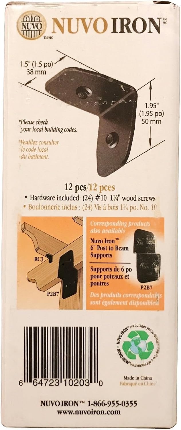 Nuvo Iron RC3 Black Galvanized Steel 2" Traditional Clips-12 Pack Rafter Clips image 3