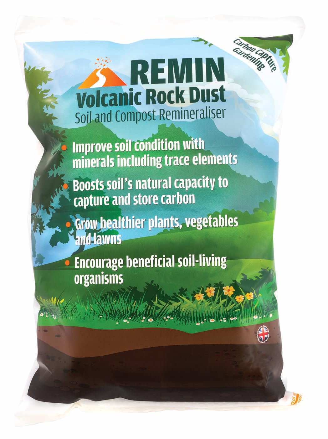 REMIN Volcanic Rock Dust | Organic Soil Fertiliser/Re-Mineraliser & Compost Activator | Carbon Capture | Boost Crops | 20 Kilogram Bag |