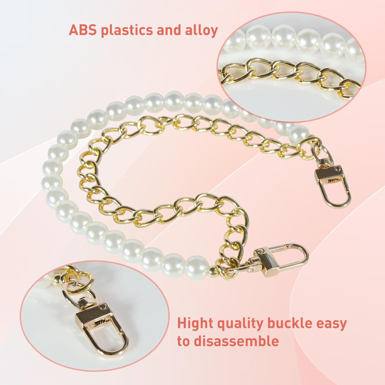 Purse Chain Extender, Double Stainless Steel Straps, Short Handle Replacement for Handbags Purses and Wallets - Image 3