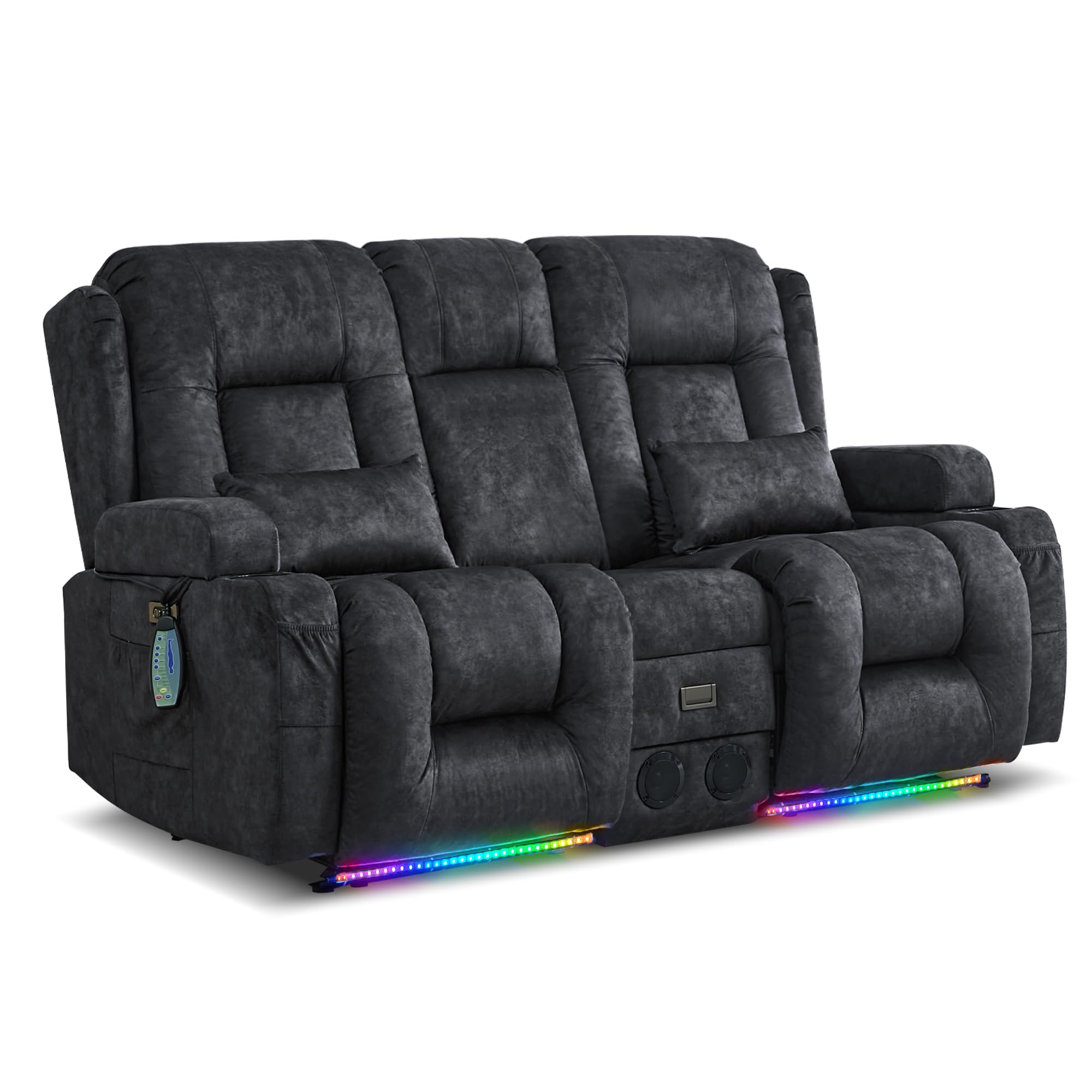 Loveseat Recliner Sofa with Console Power Reclining Loveseat Sofa RV Couch Home Theater Seating with Massage Heat LED