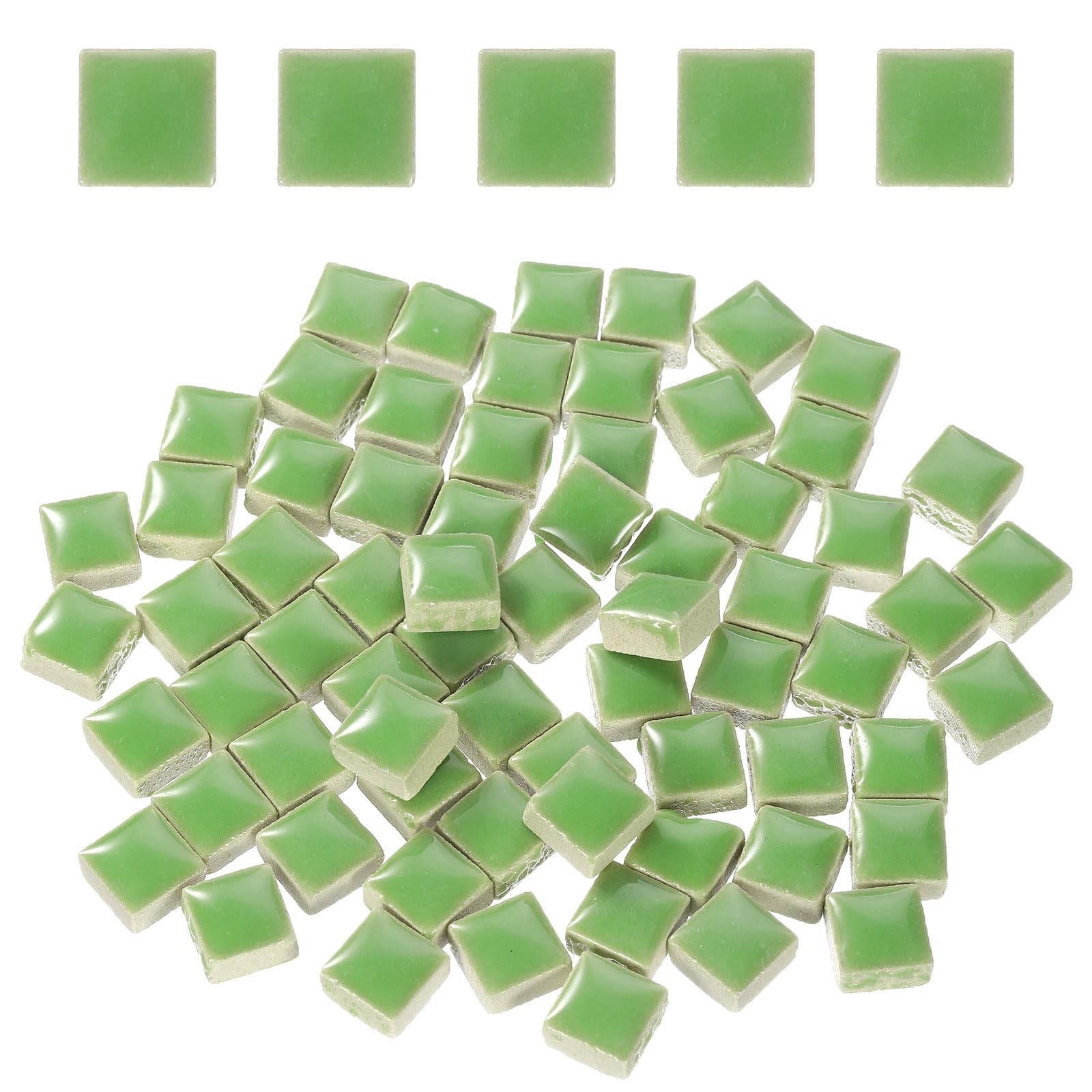 sourcing map 100g Square Mosaic Tiles, Colorful Ceramic Mosaic Tiles for Crafts Bulk Mosaic Supplies for Home Decoration Art Crafts DIY Projects, 0.4 x 0.4Inch, Emerald Green