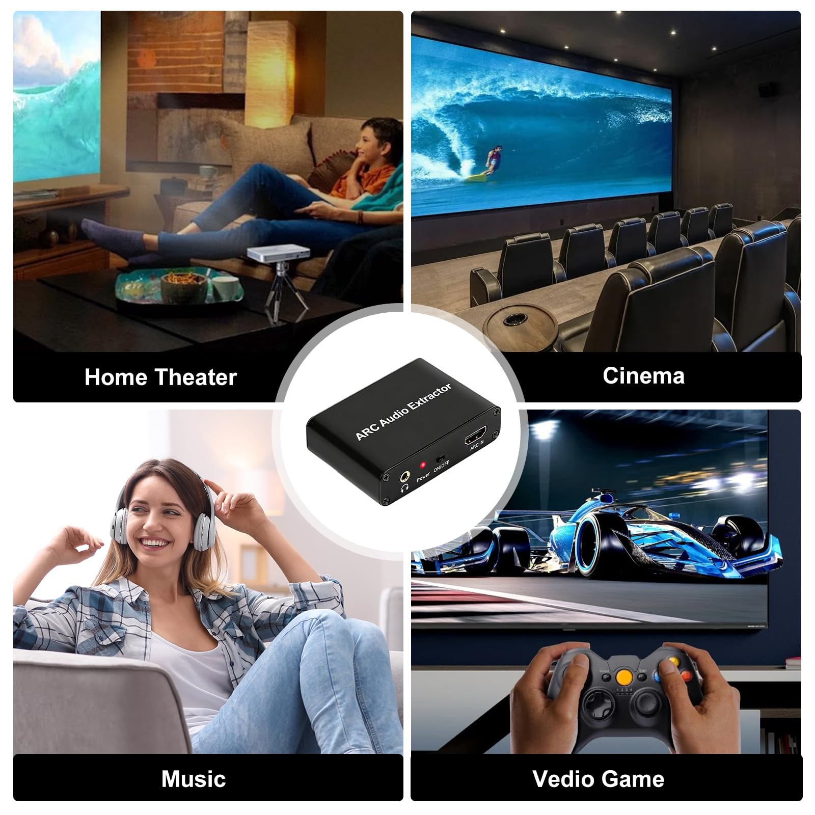 Adattatore HDMI ARC 192 kHz estrattore audio lega alluminio chip HDMIARC importato convertitore DAC per soundbar
