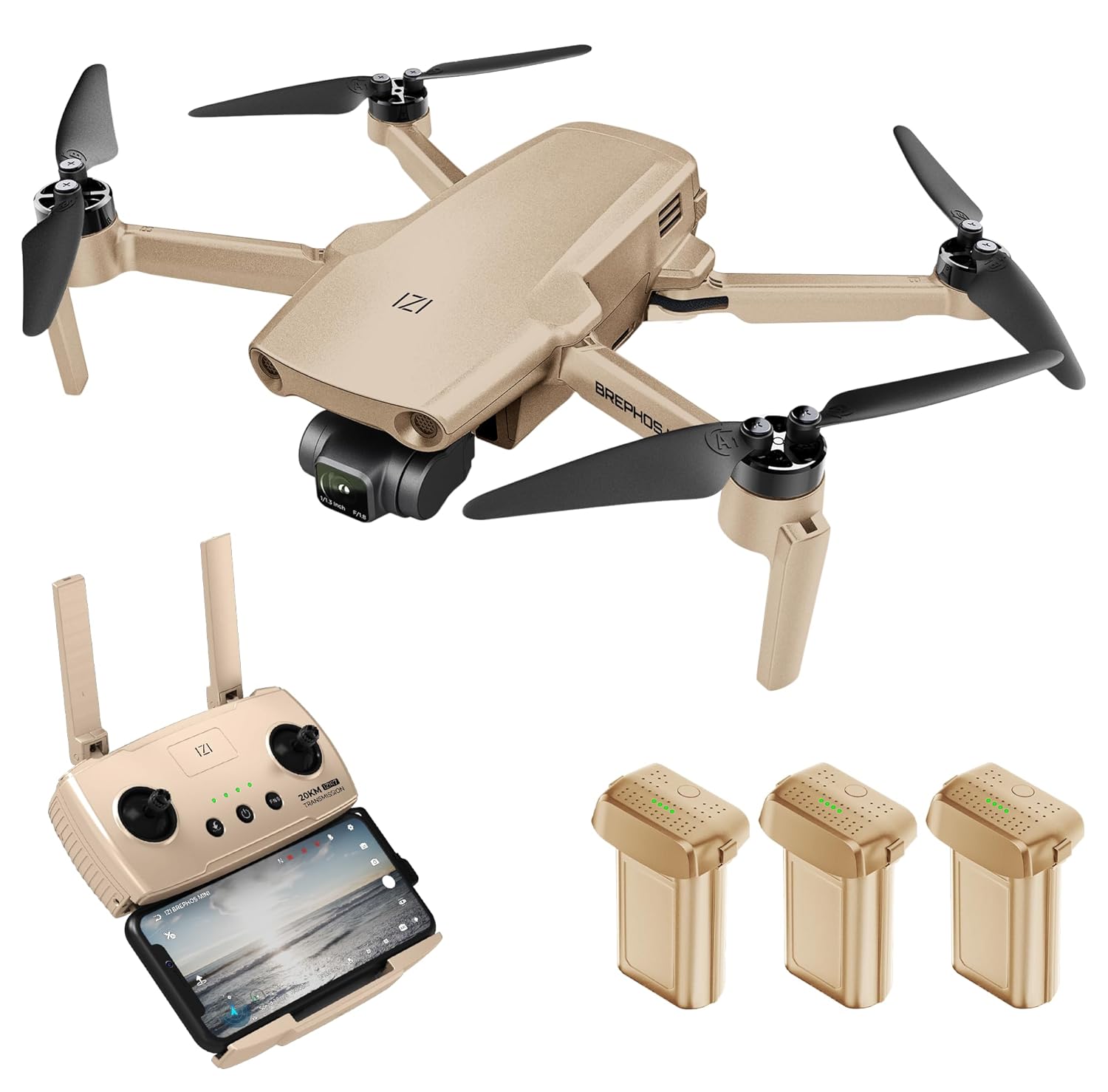 IZI Brephos Mini Nano Drone Fly More Combo with 4K HDR Camera, Under 249g Lightweight Design, 20km IZI R7 Transmission, True Vertical Shooting, Advanced Tracking & Smart RTH with 3 Batteries for Extended Flying