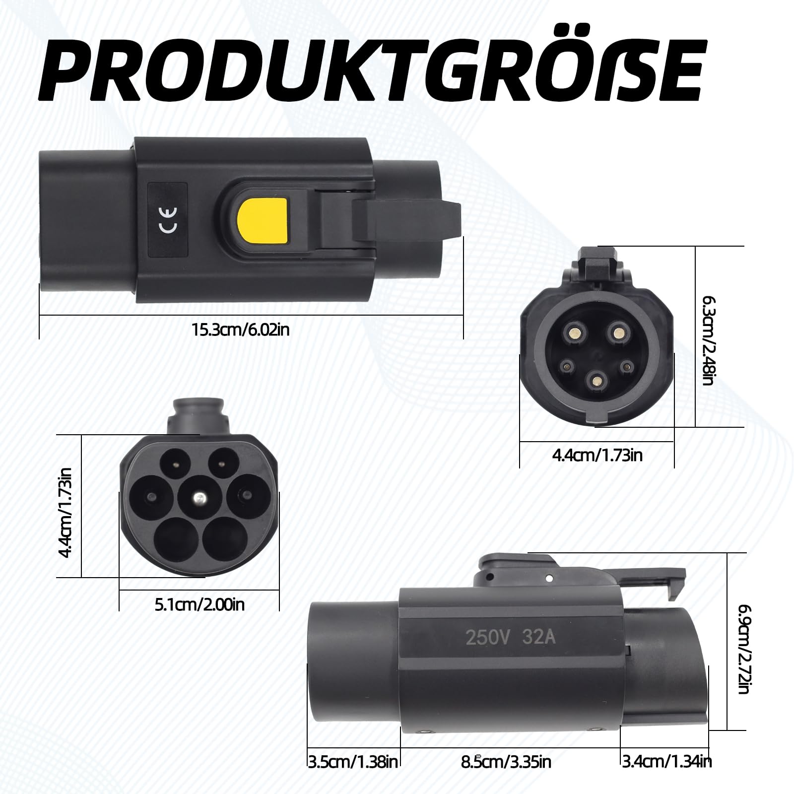 Adapter EV typu 2 na typ 1 – adapter ładowarki IEC 62196 do SAE J1772 (32 A/7,2 kW i 16 A/3,5 kW), szybkie ładowanie pojazdów elektrycznych