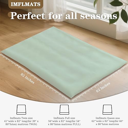 Miniatura 3 de Funda de colchón japonesa para futón con cremallera, tamaño individual, 82 pulgadas de largo x 41 pulgadas de ancho, portátil, lavable, funda de