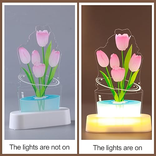 Miniatura 5 de 3D Tulip Night Light, USB Charging LED Nightlight Tulip Flower Table Lamp Bedside Table Lamp for Women, Birthday, Anniversary, Mother's Day for Room
