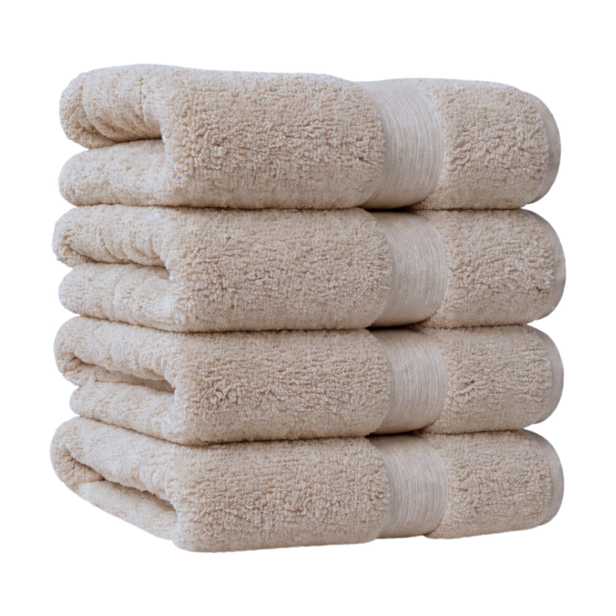 ATEN Homeware Egyptian Cotton Bath Towel Set - 4 Piece Hand Towels Set with 4 Large Hand Towels - 40 x 70 cm - Ultra Soft & Highly Absorbent, OEKO-TEX Certified, Made in Egypt (Café)